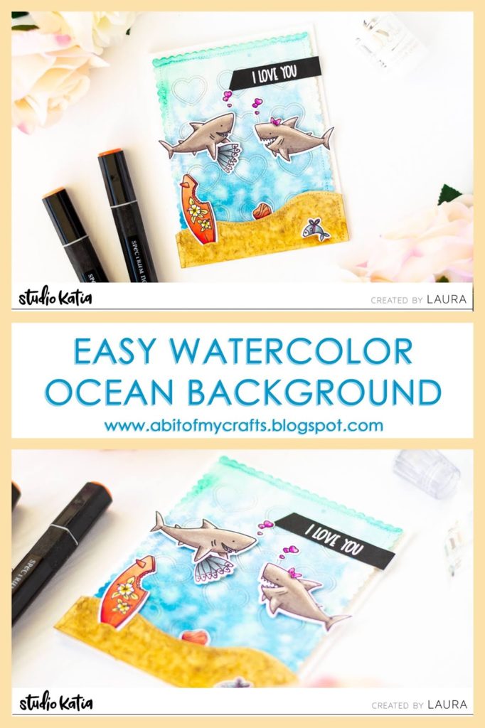 Watercolor Ocean Themed Card with Studio Katia Jawesome and Gansai Tambi Watercolors