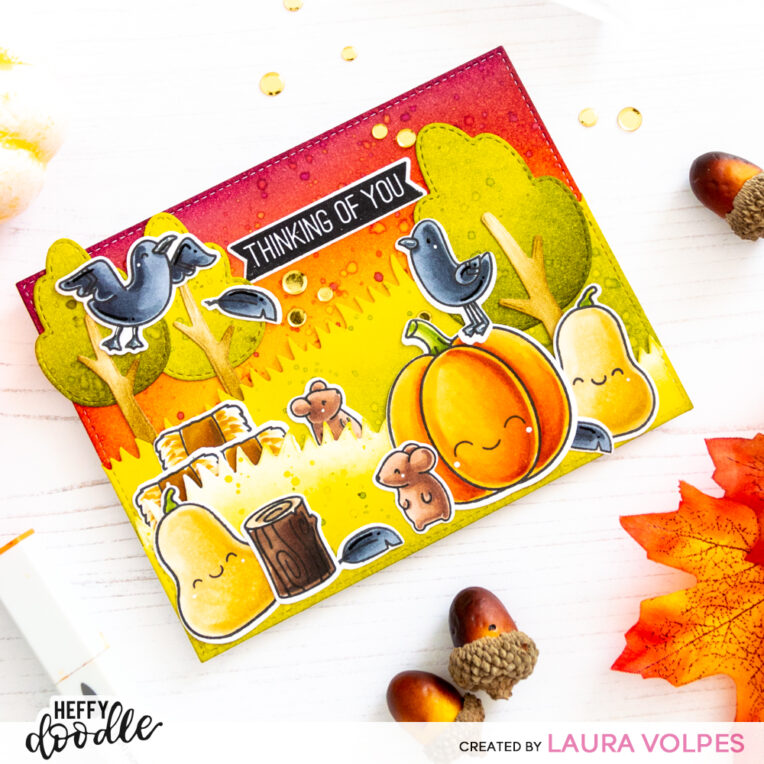 Fall Themed Handmade Card with Heffy Doodle  Stamps 